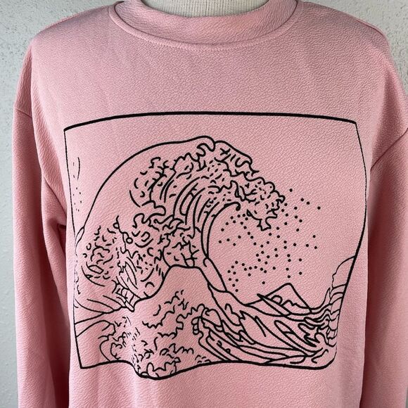 Mauve Sweatshirt with Wave Design Size M EUC - Picture 2 of 4